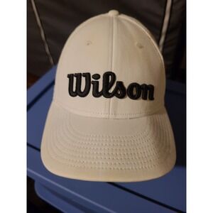 White WILSON Golf Embroidered Adjustable Hat, White, Dad Hat